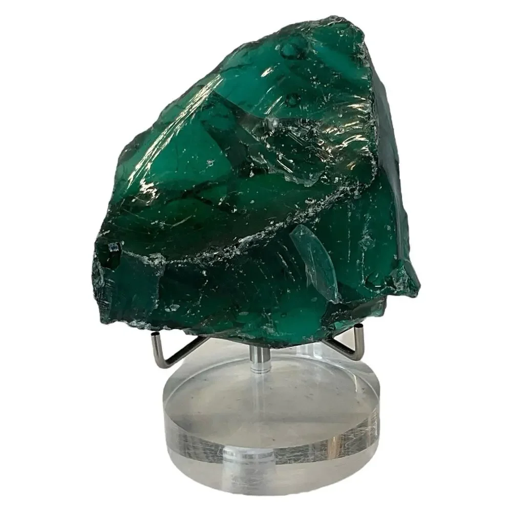 Emerald Green Translucent Art Glass Cullet Glowing‎ Manganese Slag Glass #5GX117